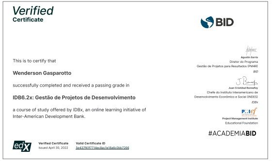 Certificação no BID.